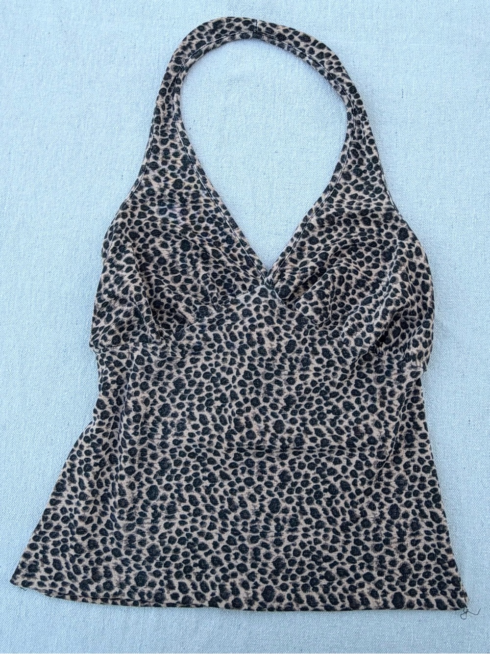 Vintage Y2K Basic Leopard Print Halter Top, Grunge Streetwear Festival 90s Style